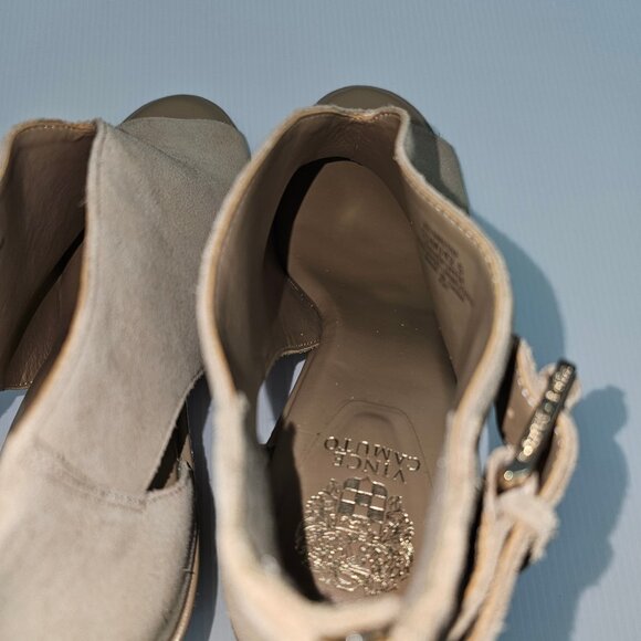 Vince Camuto Fareena Ankle Bootie Womens 11 Tan Leather Peep Toe Block Heel - Picture 11 of 14